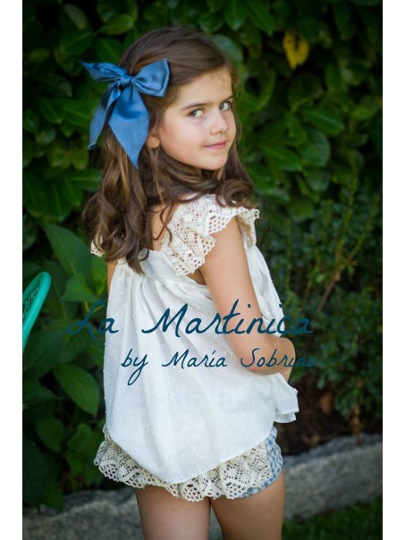 Bombacho con blusa de niña azul y blanco La Martinica Primavera Verano